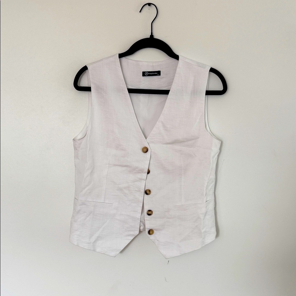 Women's White Buttoned Vest